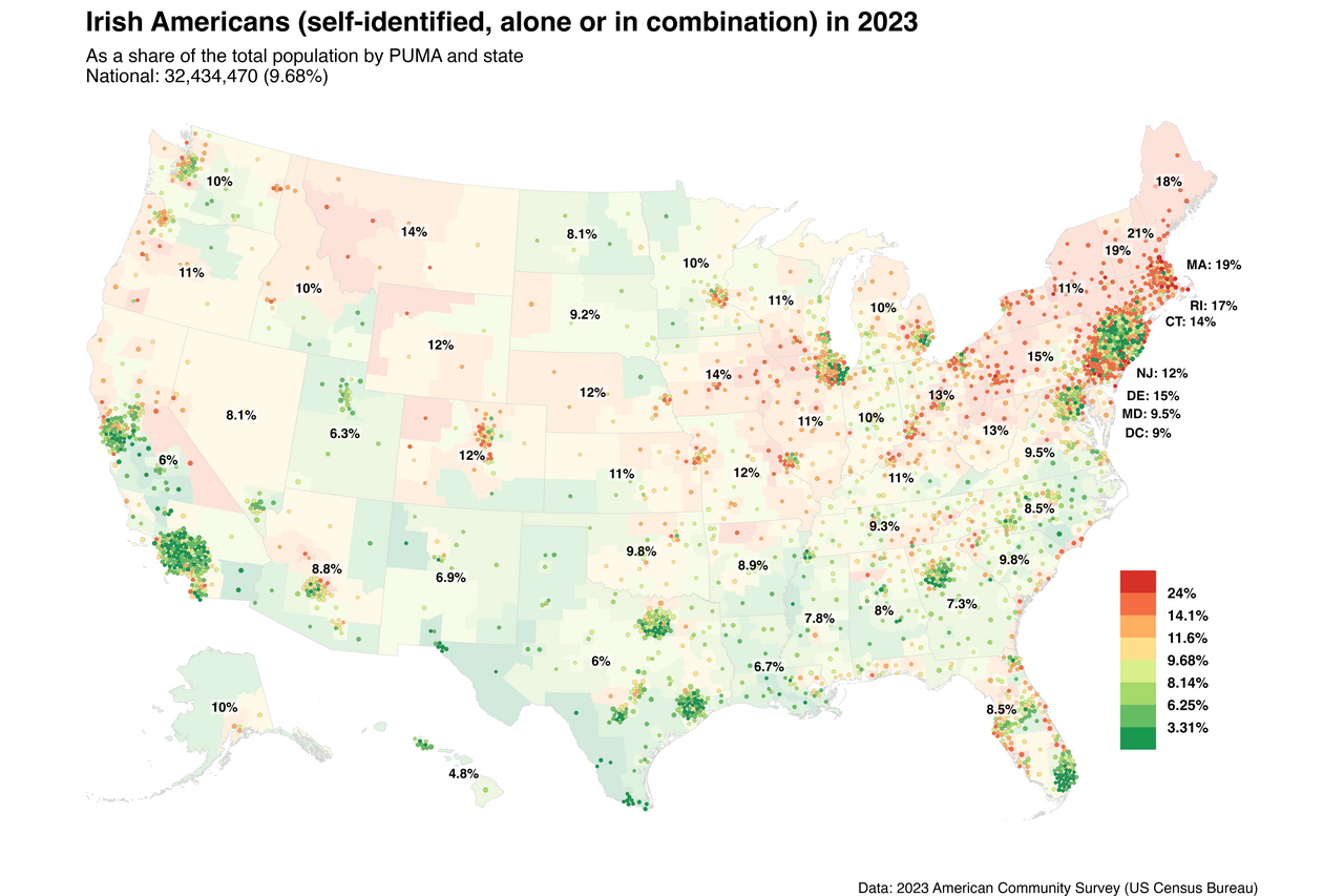 Map of the United States of America with color coding