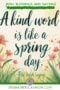 Floral illustration with soft spring flowers and greenery surrounding the quote “A kind word is like a spring day” labeled as an old Irish saying, with decorative Irish-inspired design elements.