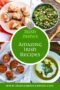 Pinterest graphic collage featuring Irish dishes including smoked salmon appetizer bites on bread, a fresh green salad with apples and nuts, roasted tomatoes with herbs, and creamy vegetable soup, with text reading “Amazing Irish Recipes – Irish Dishes.”