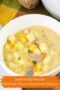 Bowl of creamy cheddar cheese ham and potato soup with chunks of potato and ham, garnished with green onions, with text overlay reading Irish Soup Recipe Cheddar Cheese Ham and Potato.