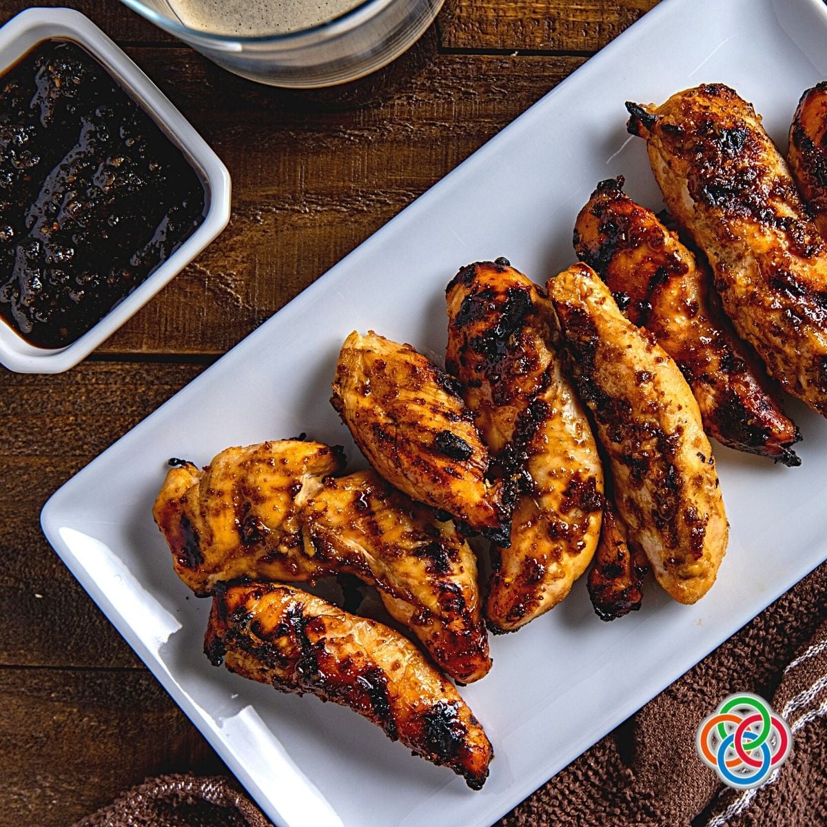  Grilled chicken tenders coated in a glossy Guinness glaze served hot off the barbecue