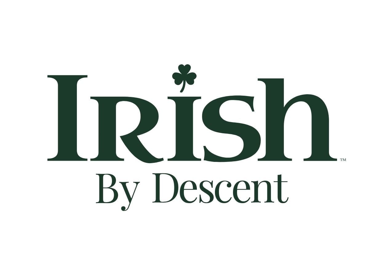 Irish By Descent Logo | Irish American Mom Text Graphic with shamrock