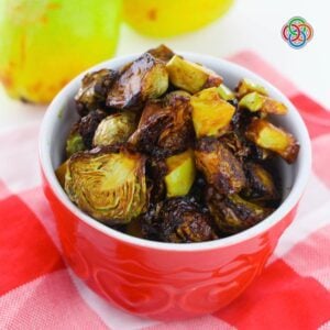 Roasted Brussels sprouts and pears with maple glaze | Irish American Mom